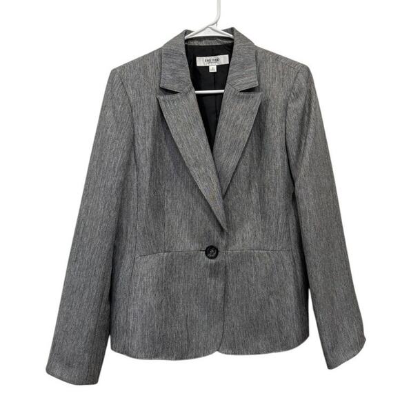 Jones Studio Birdseye Grey Single Button Women's Blazer Size 10 - Picture 1 of 5